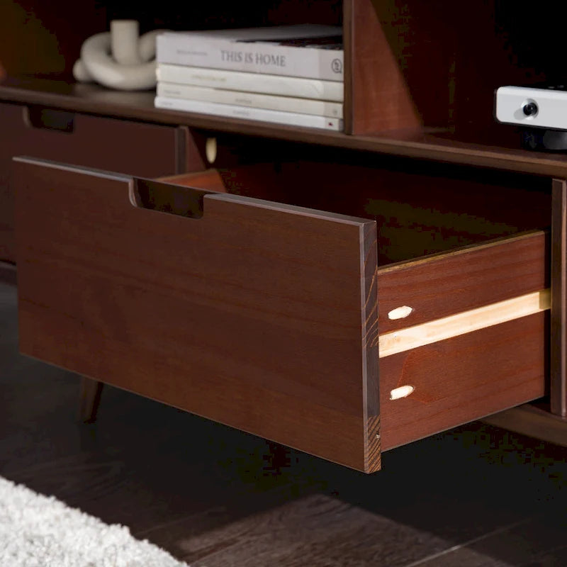 Meuble TV en bois massif Alby 58 pouces de Middlebrook, style Mid-Century
