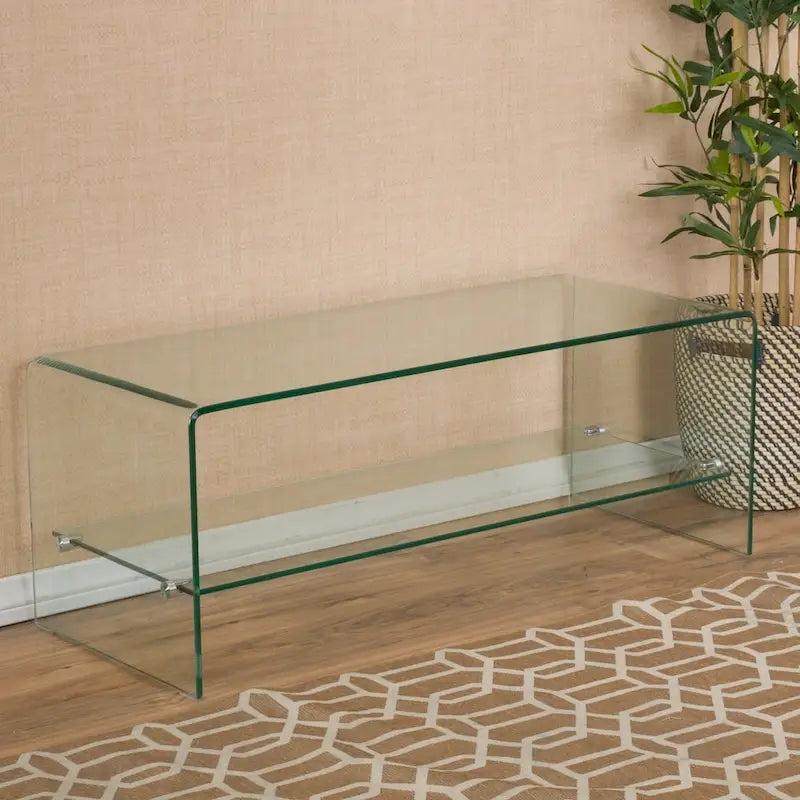 Meuble TV console Ramona Glass Entertainment avec étagère par Christopher Knight Home