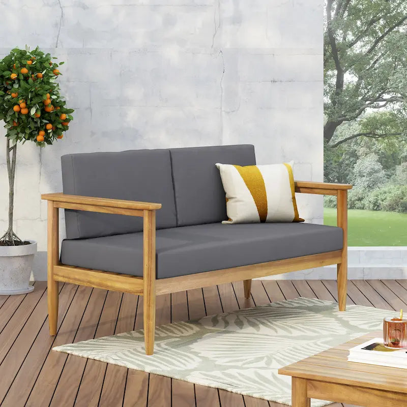 Magnolia Outdoor Acacia Wood Loveseat by Christopher Knight Home - 52.75 W x 27.00 D x 25.50 H