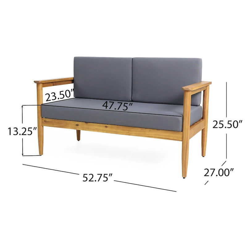 Causeuse d'extérieur en bois d'acacia Magnolia de Christopher Knight Home - 52.75 L x 27.00 P x 25.50 H