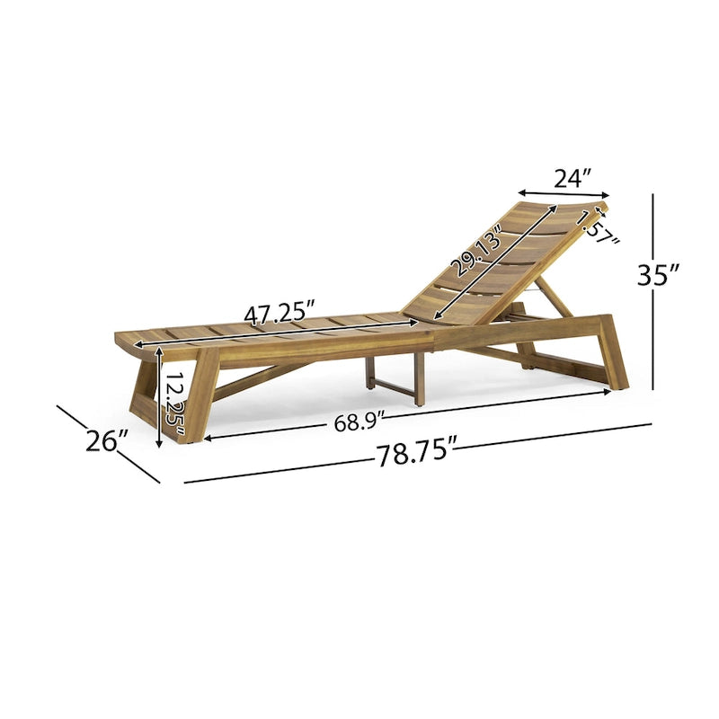 Ensemble de trois chaises longues d'extérieur en bois d'acacia Mahi de Christopher Knight Home