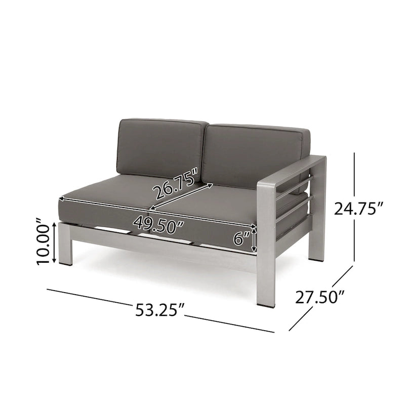 Ensemble de sectionnel en U 9 places et foyer Cape Coral en tissu/aluminium par Christopher Knight Home