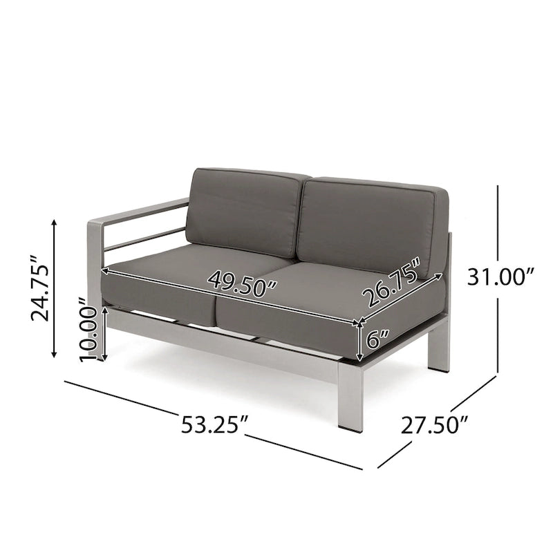 Ensemble de sectionnel en U 9 places et foyer Cape Coral en tissu/aluminium par Christopher Knight Home