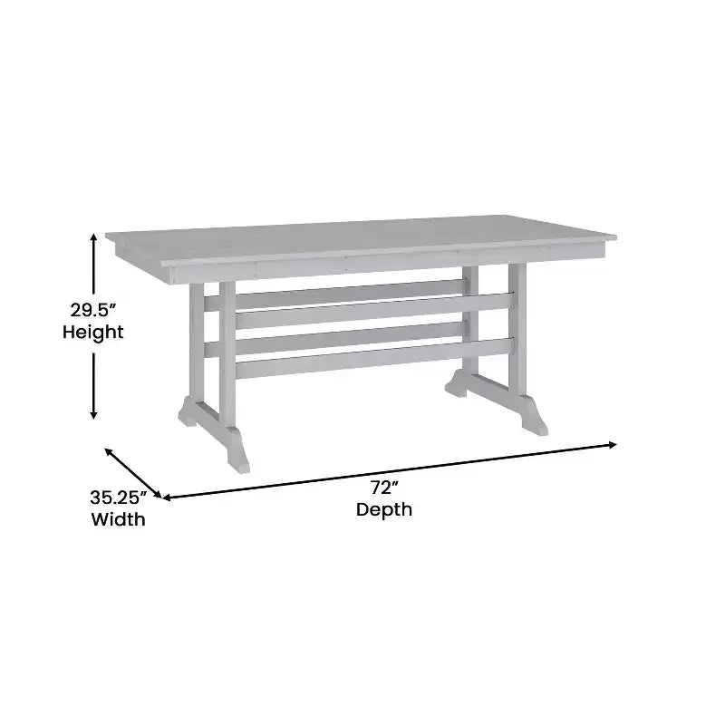 Ensemble de salle à manger Adirondack 7 pièces Emma et Oliver avec table rectangulaire d'intérieur/extérieur de 183 cm en PEHD recyclé et 6 chaises avec porte-gobelets