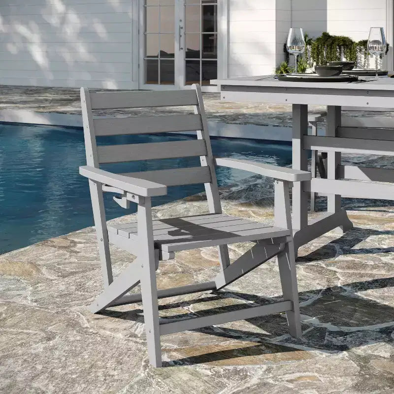 Flash Furniture Tolleson Ensemble repas Adirondack commercial 7 pièces avec table rectangulaire intérieure/extérieure en HDPE recyclé de 72 et 6 chaises avec porte-gobelets