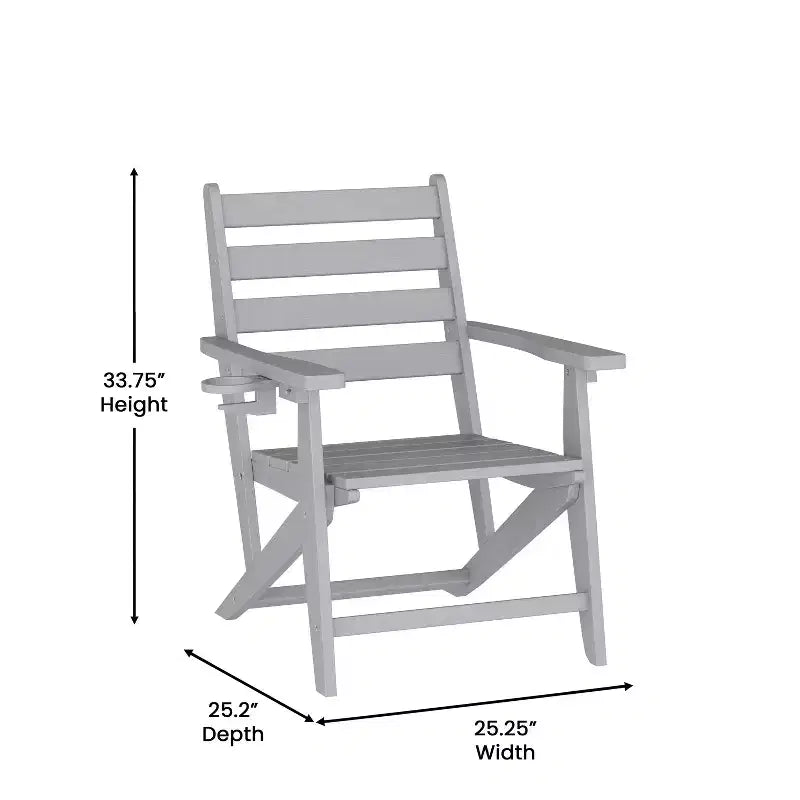 Flash Furniture Tolleson Ensemble repas Adirondack commercial 7 pièces avec table rectangulaire intérieure/extérieure en HDPE recyclé de 72 et 6 chaises avec porte-gobelets