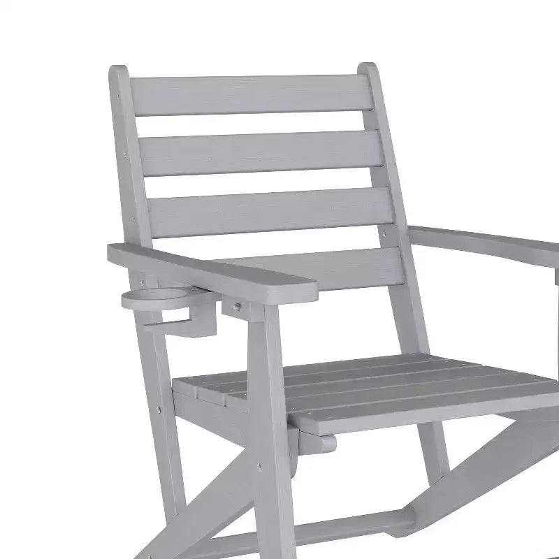 Flash Furniture Tolleson Ensemble repas Adirondack commercial 7 pièces avec table rectangulaire intérieure/extérieure en HDPE recyclé de 72 et 6 chaises avec porte-gobelets
