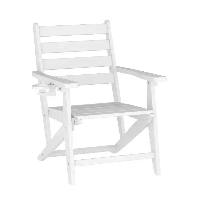 Flash Furniture Tolleson Ensemble repas Adirondack commercial 7 pièces avec table rectangulaire intérieure/extérieure en HDPE recyclé de 72 et 6 chaises avec porte-gobelets