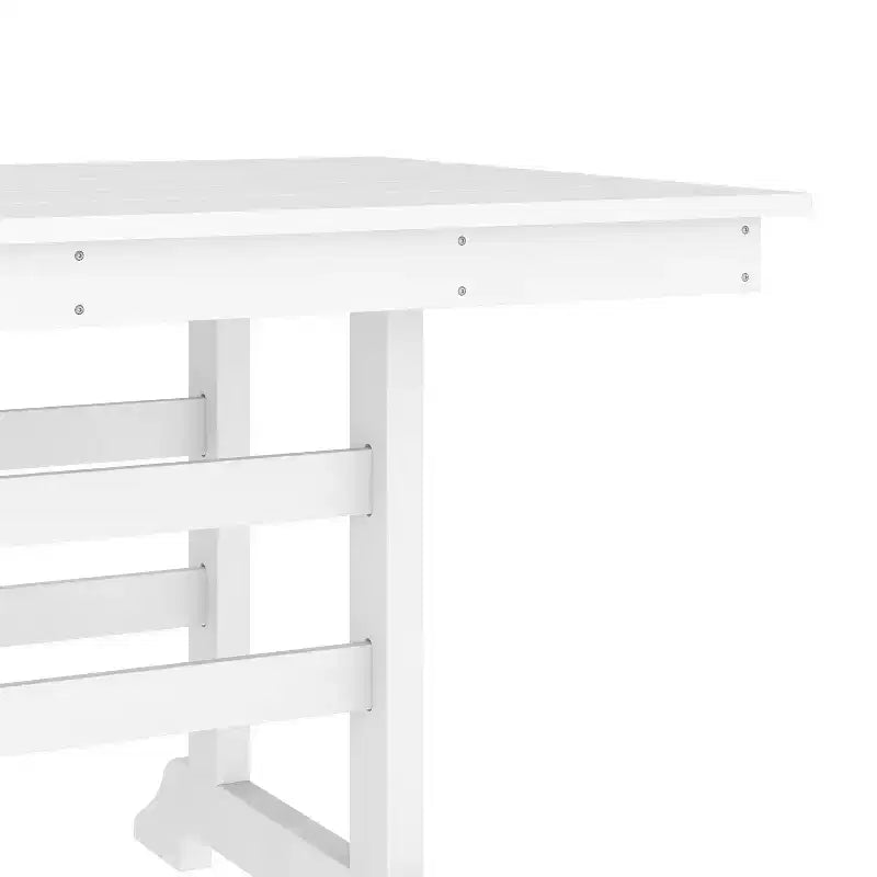 Flash Furniture Tolleson Ensemble repas Adirondack commercial 7 pièces avec table rectangulaire intérieure/extérieure en HDPE recyclé de 72 et 6 chaises avec porte-gobelets