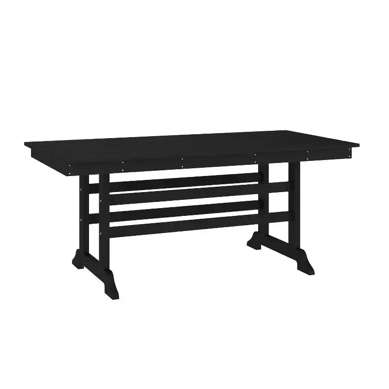 Flash Furniture Tolleson Ensemble repas Adirondack commercial 7 pièces avec table rectangulaire intérieure/extérieure en HDPE recyclé de 72 et 6 chaises avec porte-gobelets