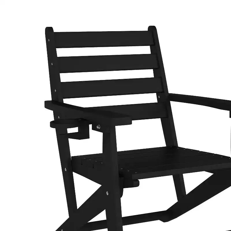 Flash Furniture Tolleson Commercial 5 Piece Adirondack Dining Set with 48 Round Indoor/Outdoor Recycled HDPE Table and 4 Chairs with Cupholders