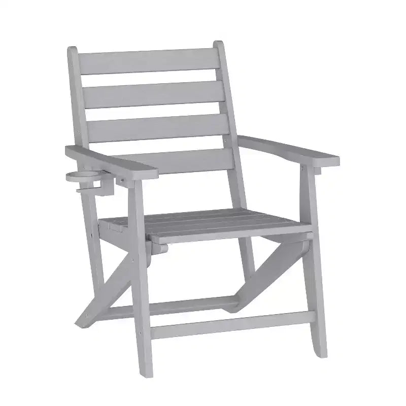 Flash Furniture Tolleson Commercial 5 Piece Adirondack Dining Set with 48 Round Indoor/Outdoor Recycled HDPE Table and 4 Chairs with Cupholders