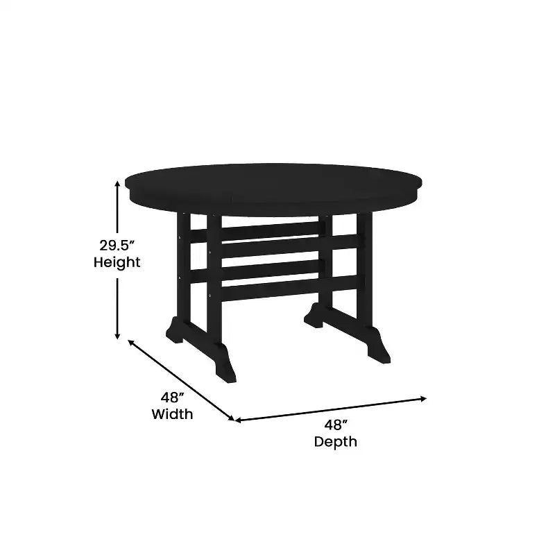 Merrick Lane 5 PC Adirondack Table and Chairs with Fold Out Cupholders in Recycled HDPE