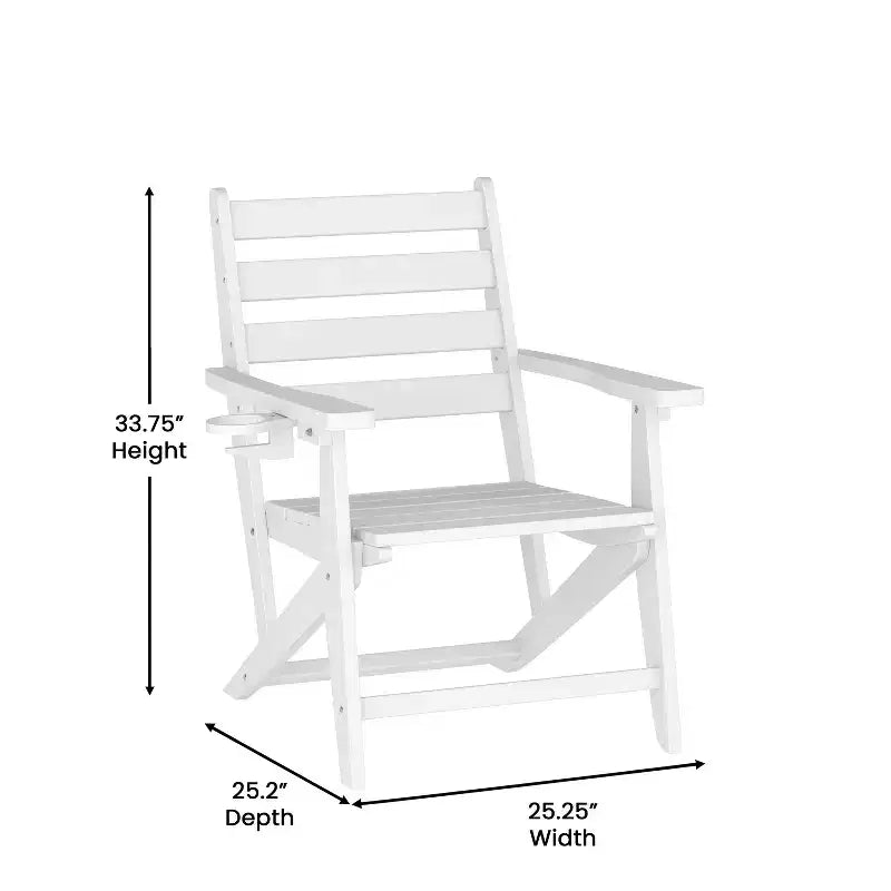 Merrick Lane 5 PC Adirondack Table and Chairs with Fold Out Cupholders in Recycled HDPE