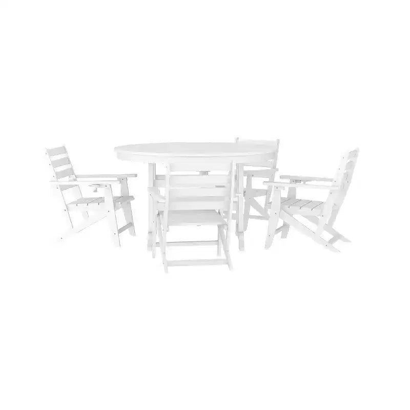 Merrick Lane 5 PC Adirondack Table and Chairs with Fold Out Cupholders in Recycled HDPE