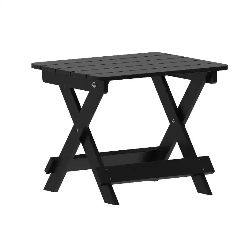 Emma and Oliver 3-Piece Indoor/Outdoor Set with 2 Poly Resin Adjustable Adirondack Loungers with Swivel Cup Holders and Folding Side Table