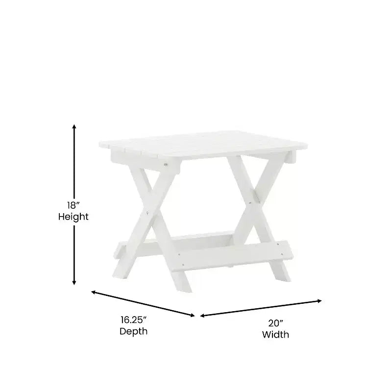 Emma and Oliver 3-Piece Indoor/Outdoor Set with 2 Poly Resin Adjustable Adirondack Loungers with Swivel Cup Holders and Folding Side Table