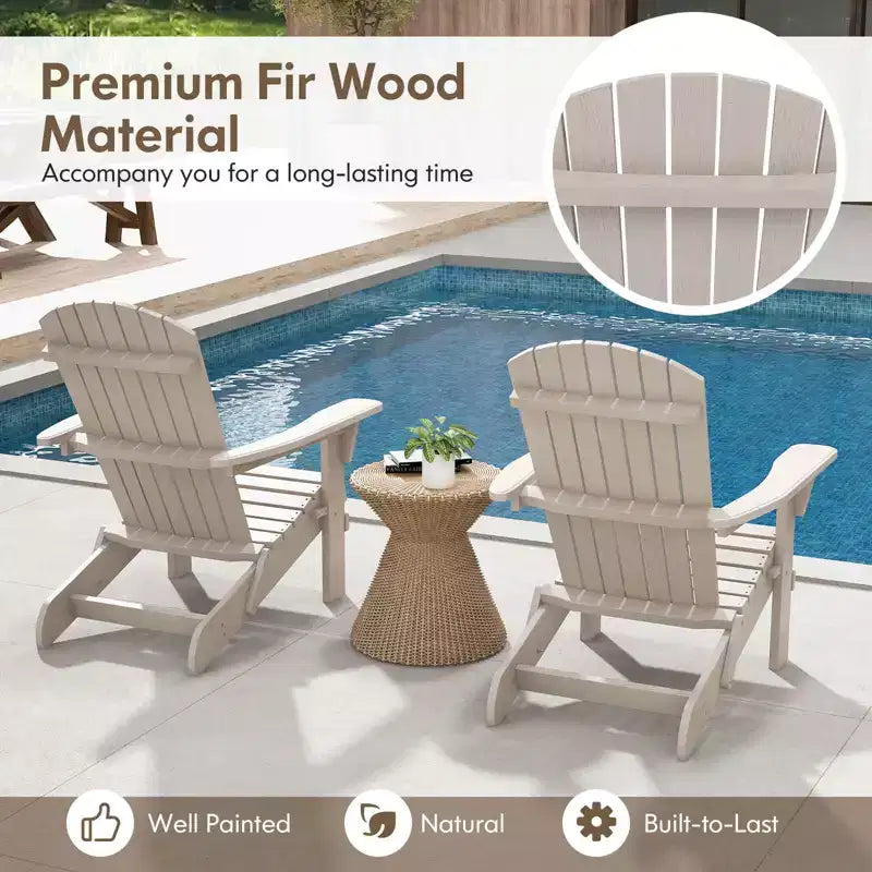 Costway Folding Adirondack Chair Set of 1/4 with High Backrest & Wide Armrests Wooden Grey