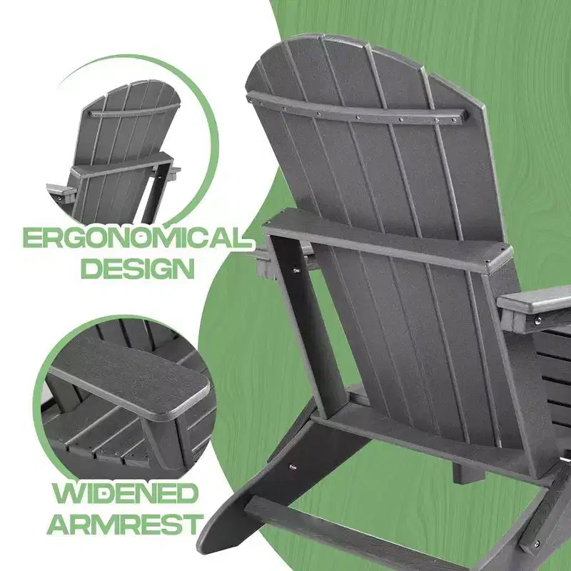 Patio Chairs, Oversized Folding HDPE Adirondack Chairs with Weather Resistant, Outdoor Lawn Chair for Patio, Garden