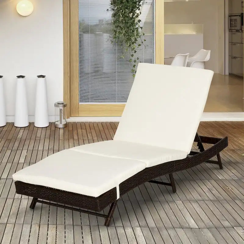 Outsunny 5 Position Adjustable Outdoor PE Rattan Wicker Chaise Patio Louge Chair