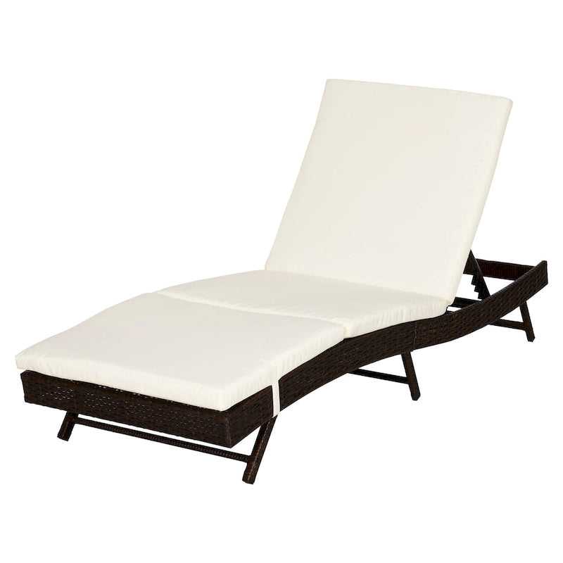 Chaise longue de jardin en rotin synthétique avec 5 positions réglables Outsunny
