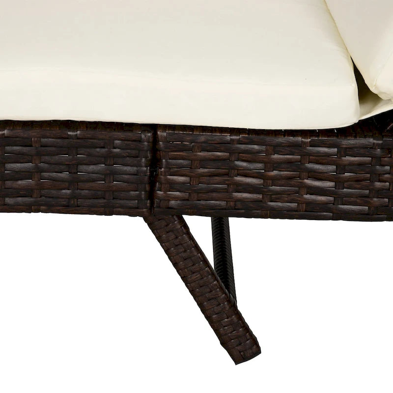 Chaise longue de jardin en rotin synthétique avec 5 positions réglables Outsunny