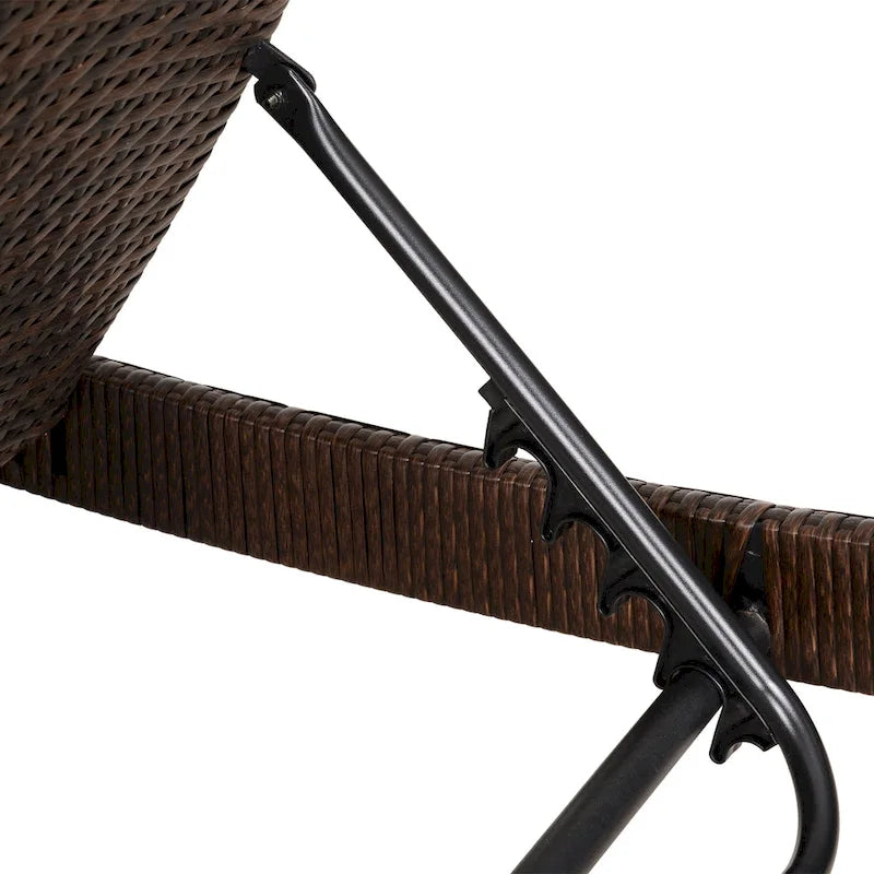 Chaise longue de jardin en rotin synthétique avec 5 positions réglables Outsunny