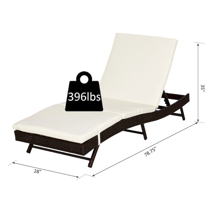Chaise longue de jardin en rotin synthétique avec 5 positions réglables Outsunny