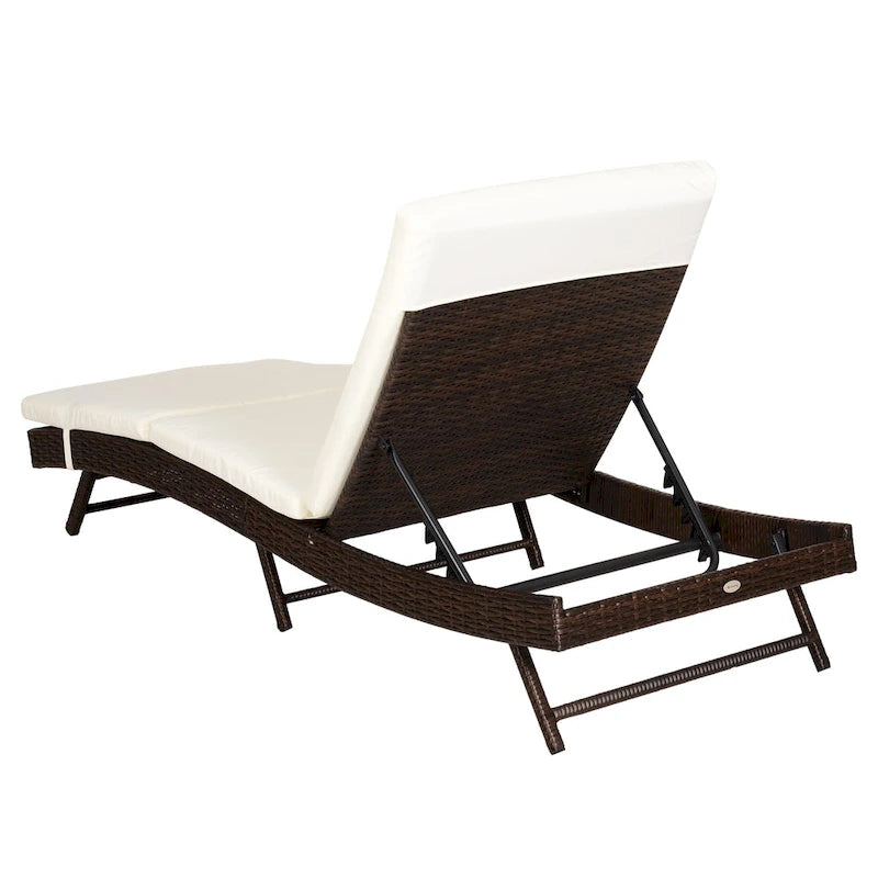 Chaise longue de jardin en rotin synthétique avec 5 positions réglables Outsunny