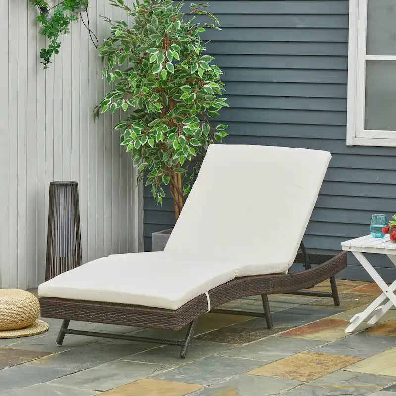 Chaise longue de jardin en rotin synthétique avec 5 positions réglables Outsunny