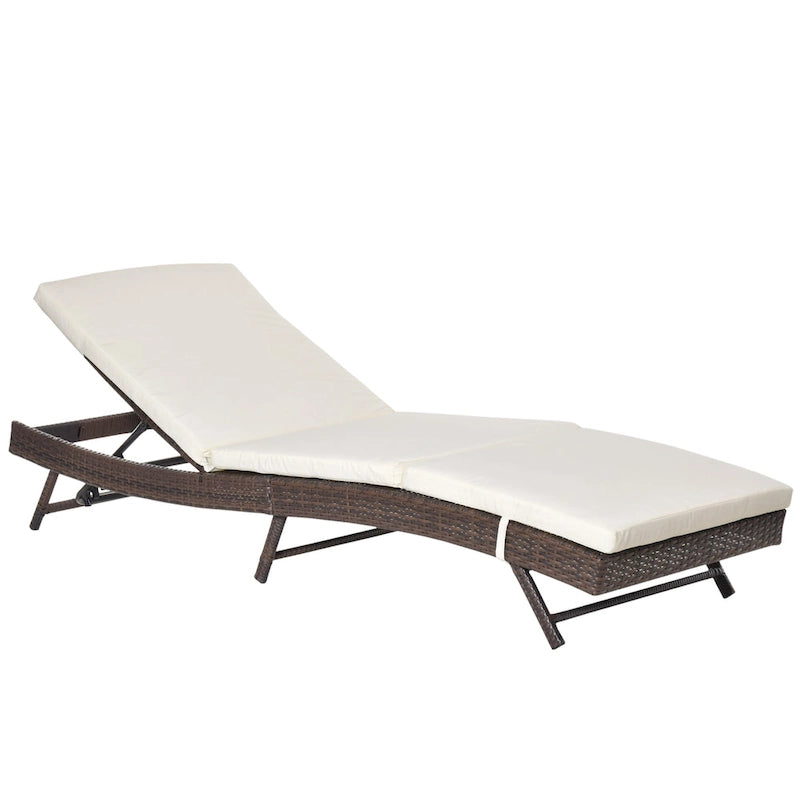 Chaise longue de jardin en rotin synthétique avec 5 positions réglables Outsunny
