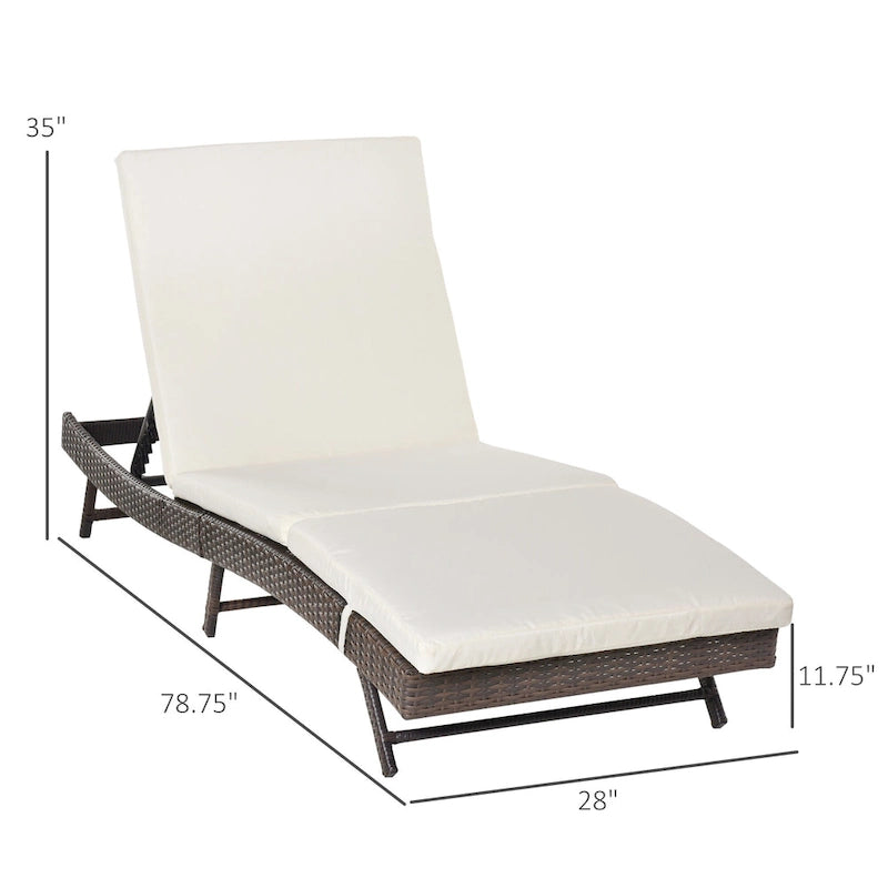 Chaise longue de jardin en rotin synthétique avec 5 positions réglables Outsunny