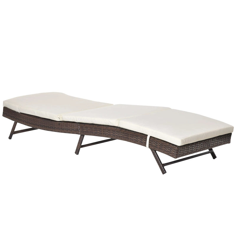 Chaise longue de jardin en rotin synthétique avec 5 positions réglables Outsunny