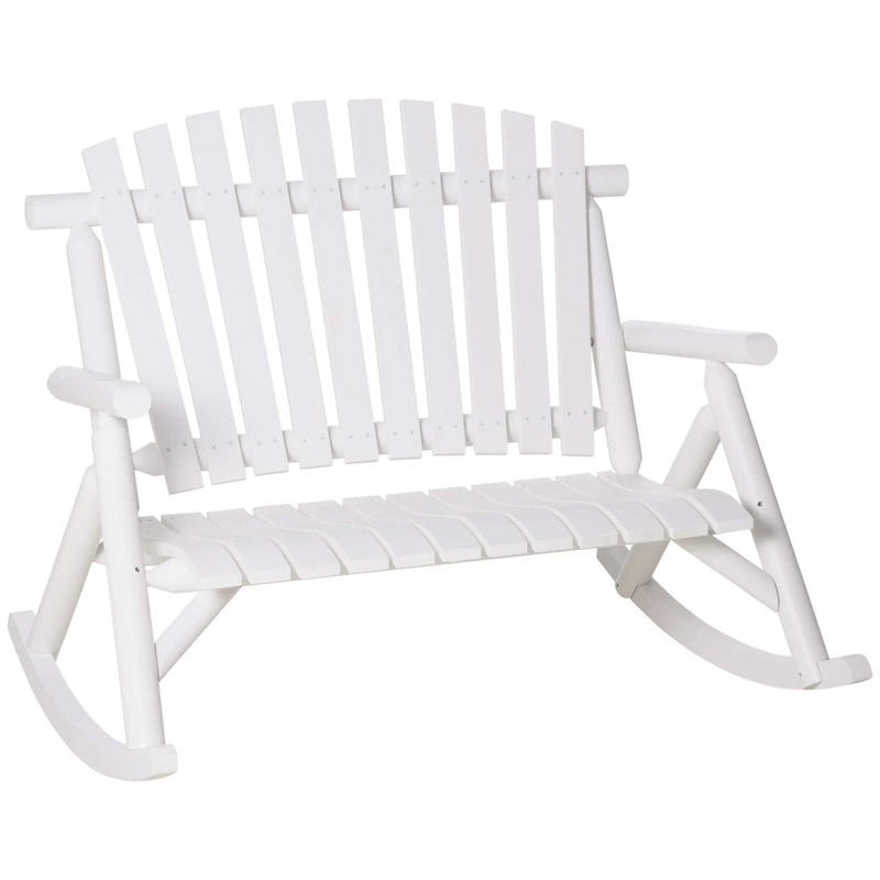 Banc à bascule en bois Outsunny 2 personnes, style rustique, dossier haut à lattes