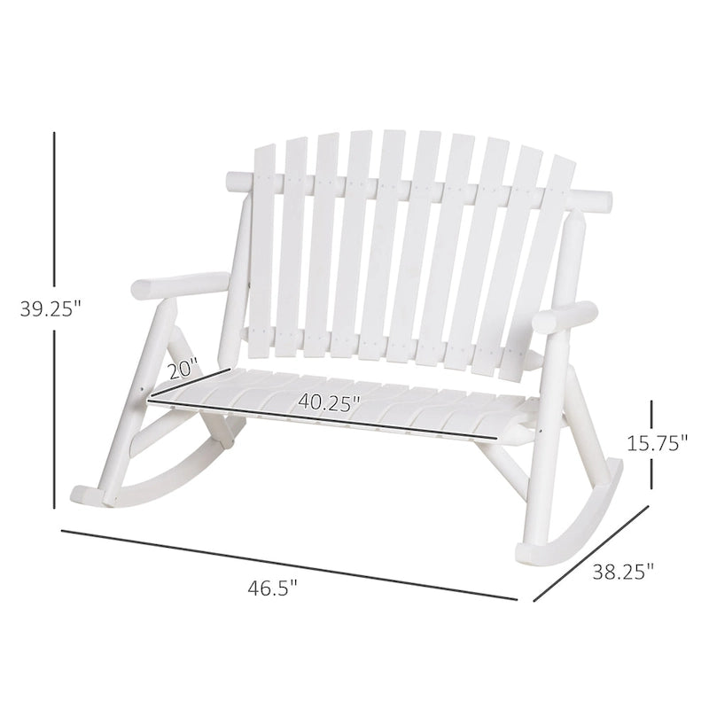 Banc à bascule en bois Outsunny 2 personnes, style rustique, dossier haut à lattes