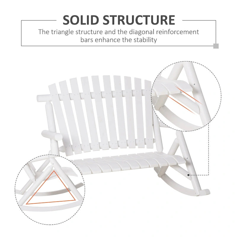 Banc à bascule en bois Outsunny 2 personnes, style rustique, dossier haut à lattes