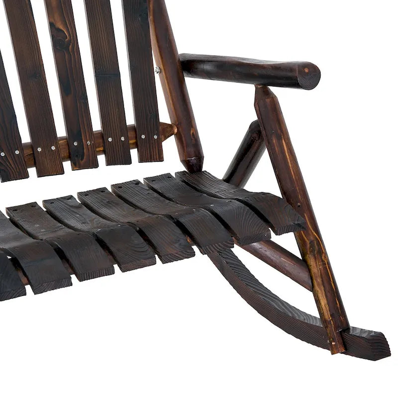 Banc à bascule en bois Outsunny 2 personnes, style rustique, dossier haut à lattes