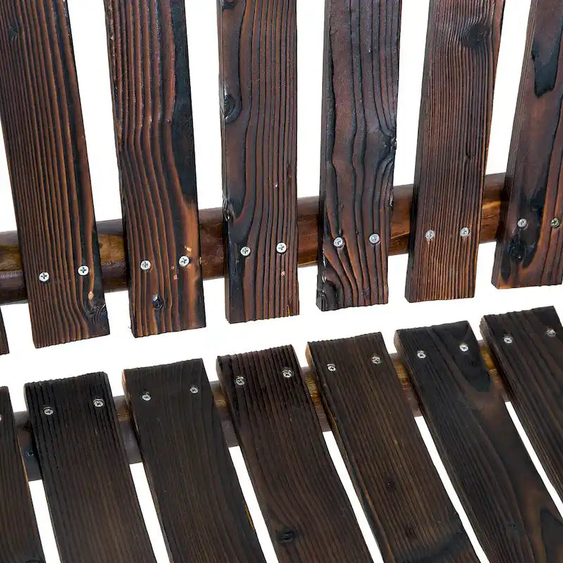 Banc à bascule en bois Outsunny 2 personnes, style rustique, dossier haut à lattes