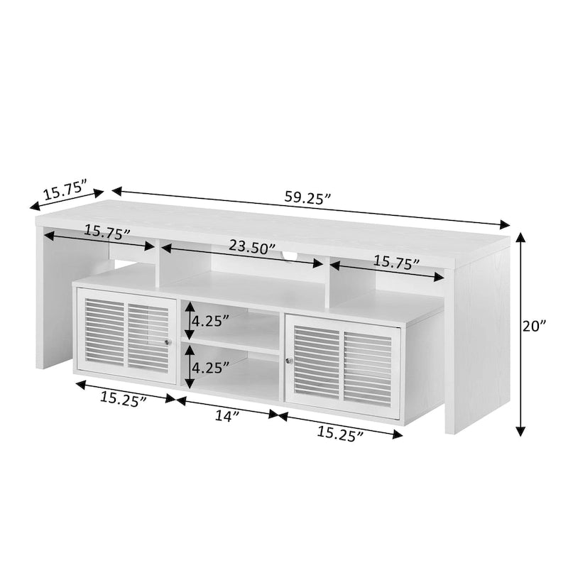 Meuble TV de 165 cm Convenience Concepts Lexington avec armoires de rangement et étagères