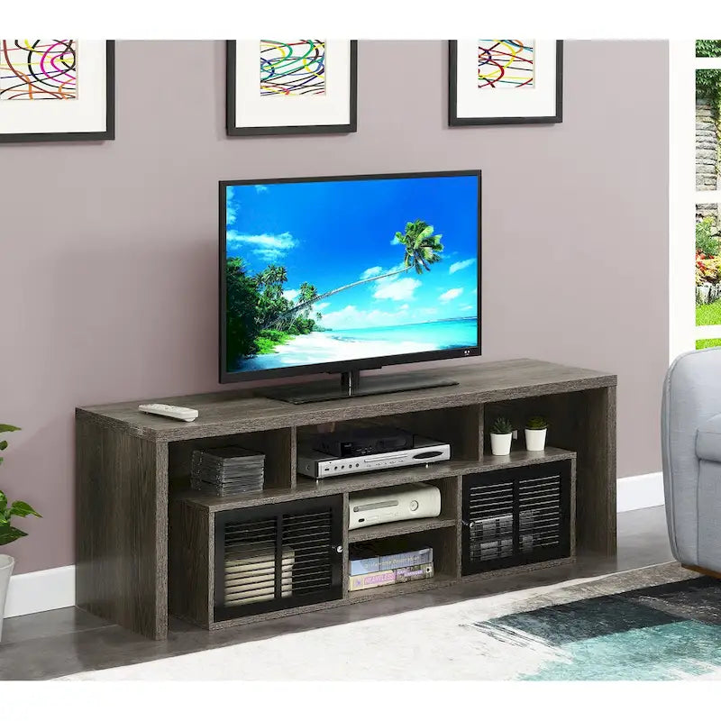 Meuble TV de 165 cm Convenience Concepts Lexington avec armoires de rangement et étagères