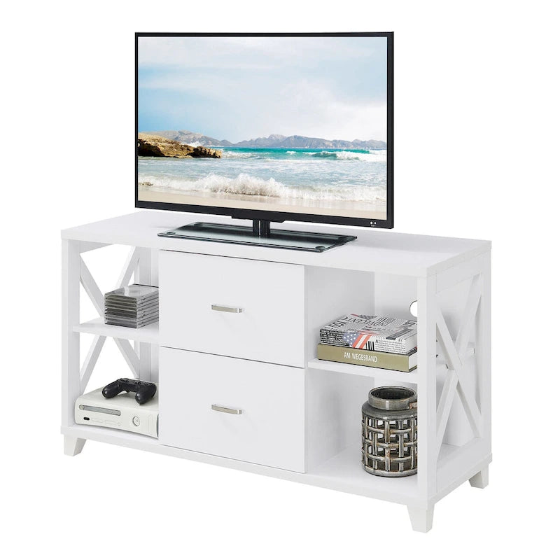 Meuble TV à 2 tiroirs Oxford Deluxe de Convenience Concepts avec étagères pour téléviseurs jusqu'à 55 pouces