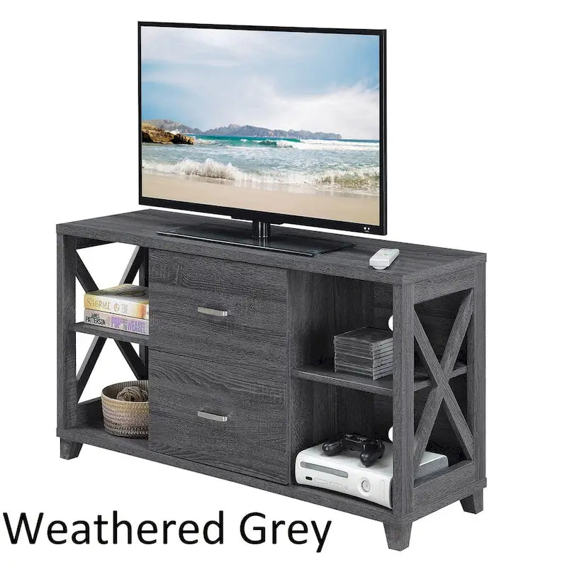 Meuble TV à 2 tiroirs Oxford Deluxe de Convenience Concepts avec étagères pour téléviseurs jusqu'à 55 pouces