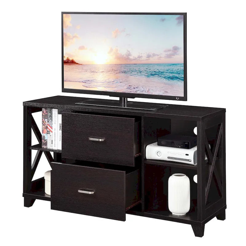 Meuble TV à 2 tiroirs Oxford Deluxe de Convenience Concepts avec étagères pour téléviseurs jusqu'à 55 pouces