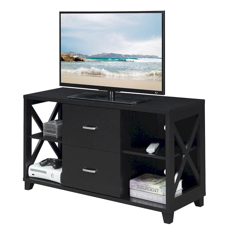 Meuble TV à 2 tiroirs Oxford Deluxe de Convenience Concepts avec étagères pour téléviseurs jusqu'à 55 pouces