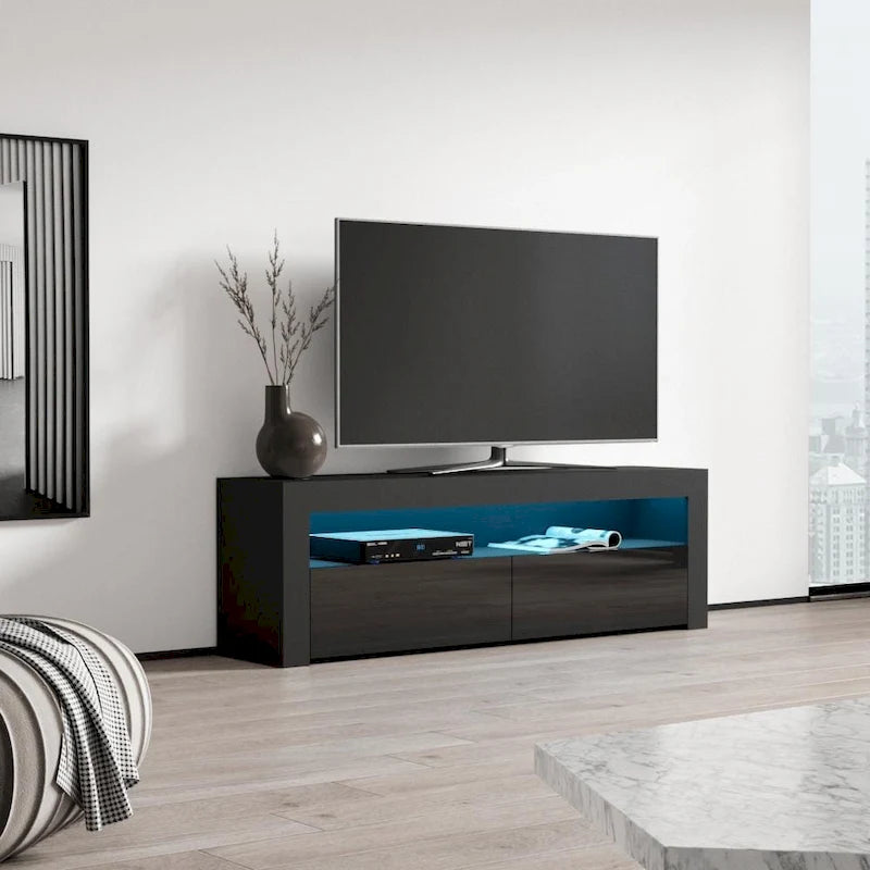 Meuble TV Milano classique moderne avec LED 16 couleurs, 63 pouces