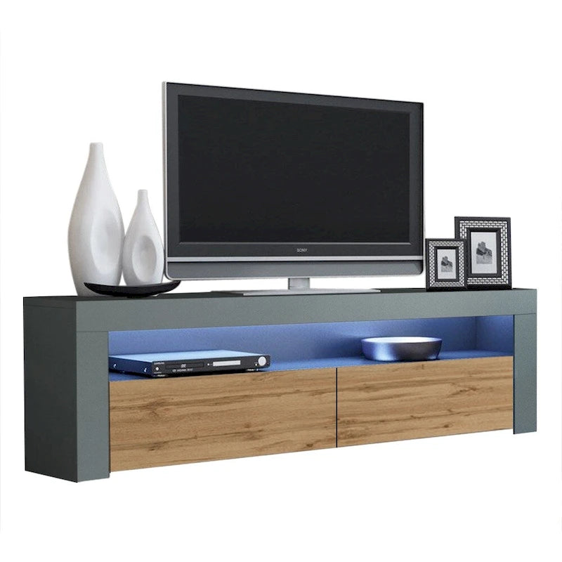 Meuble TV Milano classique moderne avec LED 16 couleurs, 63 pouces