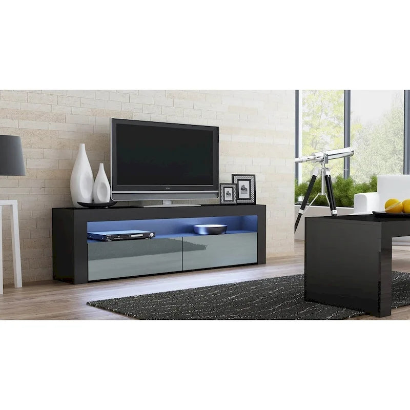 Meuble TV Milano classique moderne avec LED 16 couleurs, 63 pouces
