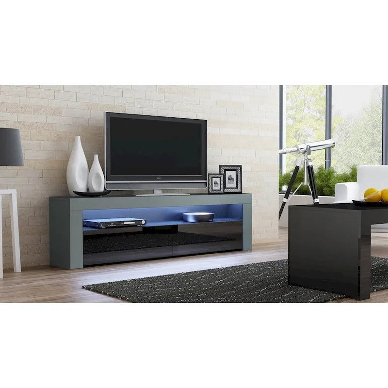 Meuble TV Milano classique moderne avec LED 16 couleurs, 63 pouces
