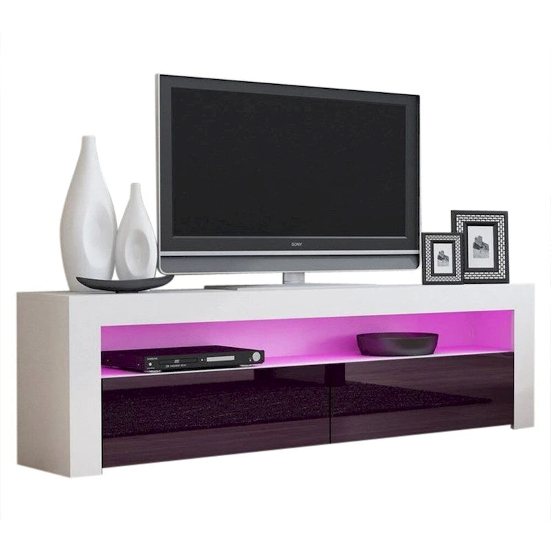 Meuble TV Milano classique moderne avec LED 16 couleurs, 63 pouces