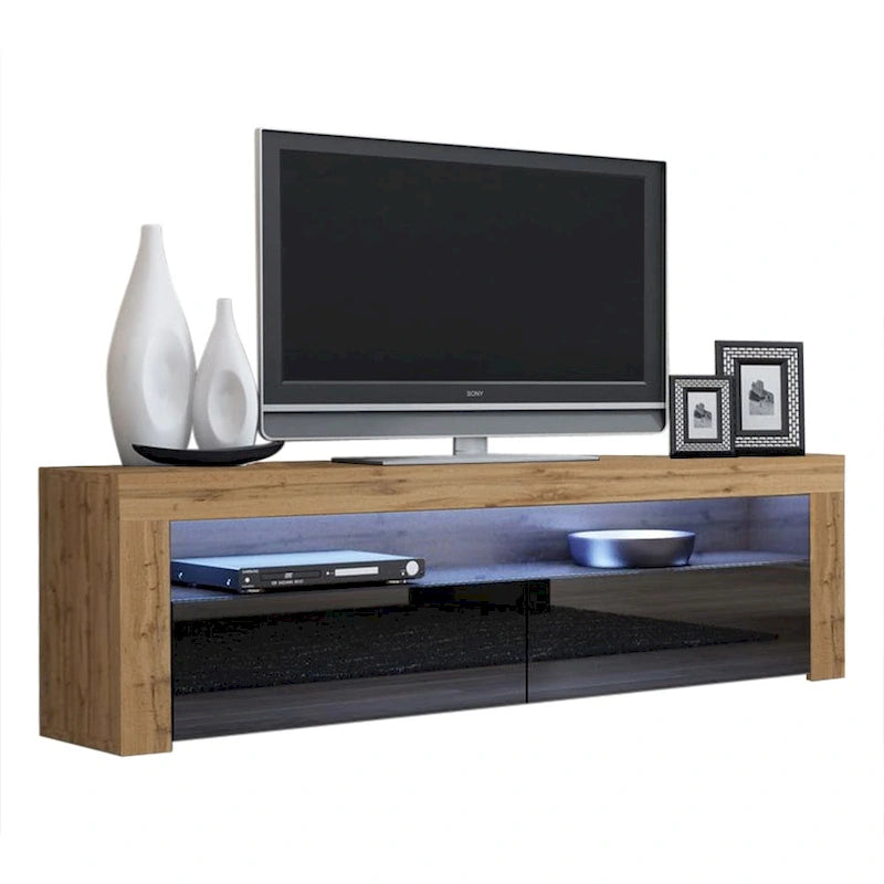 Meuble TV Milano classique moderne avec LED 16 couleurs, 63 pouces